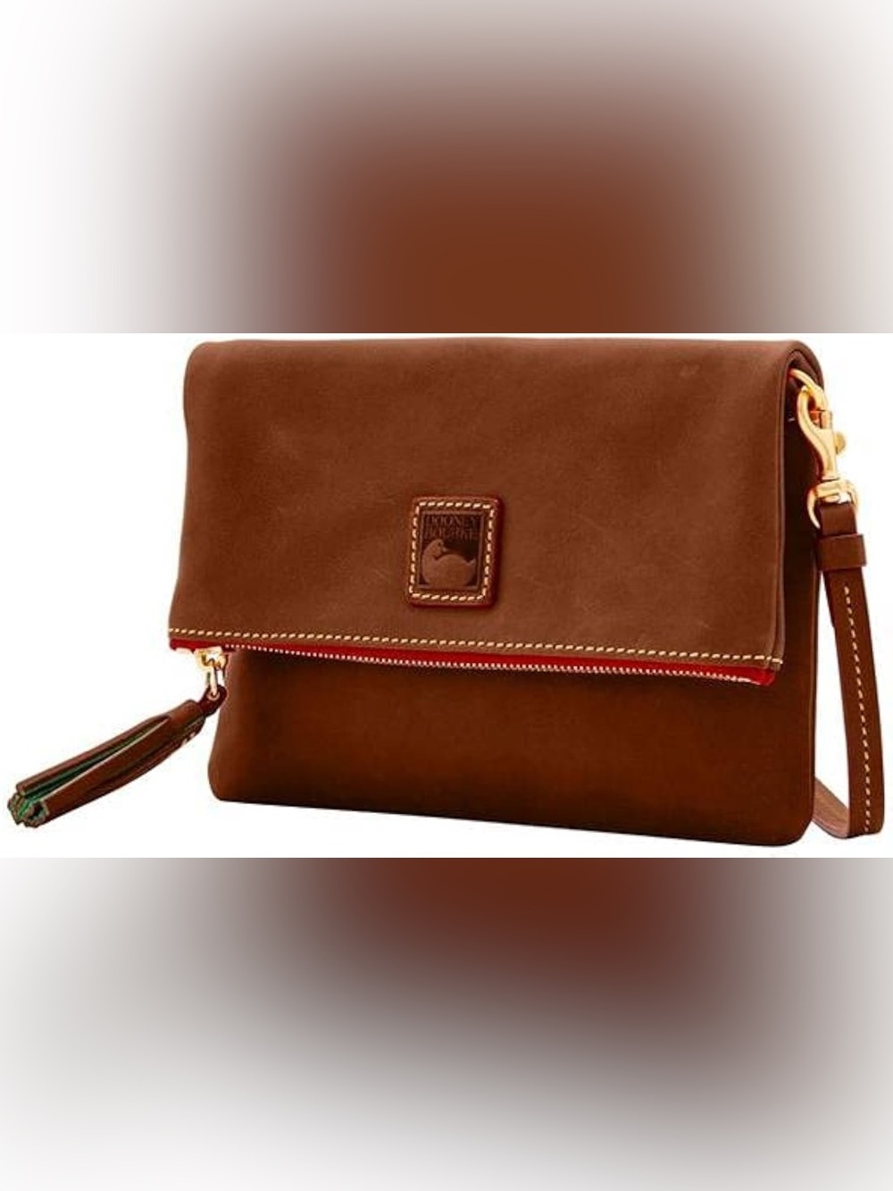Dooney & Bourke Handbag, Florentine Foldover Zip Crossbody, Chestnut, One Size